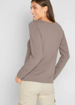 bonprix Bekleidung·Röcke|Basics^Figurbetontes Langarmshirt (2er Pack) taupe+schwarz