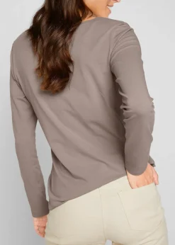 bonprix Bekleidung·Röcke|Basics^Figurbetontes Langarmshirt (2er Pack) taupe+schwarz