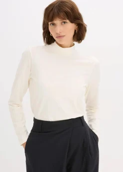 bonprix Bekleidung·Röcke|Nachhaltigere Materialien^Figurbetontes Langarmshirt perlweiß