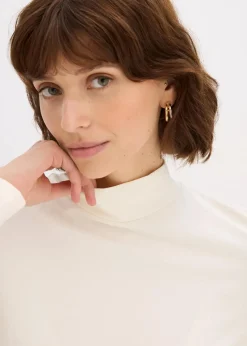 bonprix Bekleidung·Röcke|Nachhaltigere Materialien^Figurbetontes Langarmshirt perlweiß