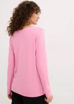 bonprix Shirts & Tops|Basics^Figurbetontes Langarmshirt (2er Pack) blütenpink+schwarz