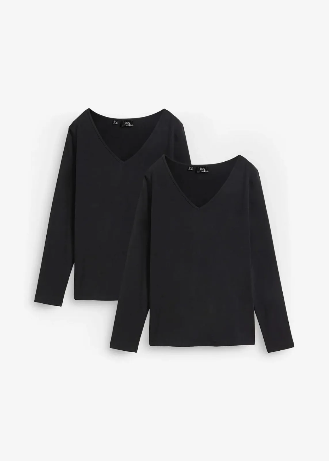 bonprix Shirts & Tops|Basics^Figurbetontes Langarmshirt (2er Pack) schwarz+schwarz