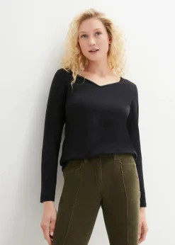 bonprix Shirts & Tops|Basics^Figurbetontes Langarmshirt (2er Pack) schwarz+schwarz
