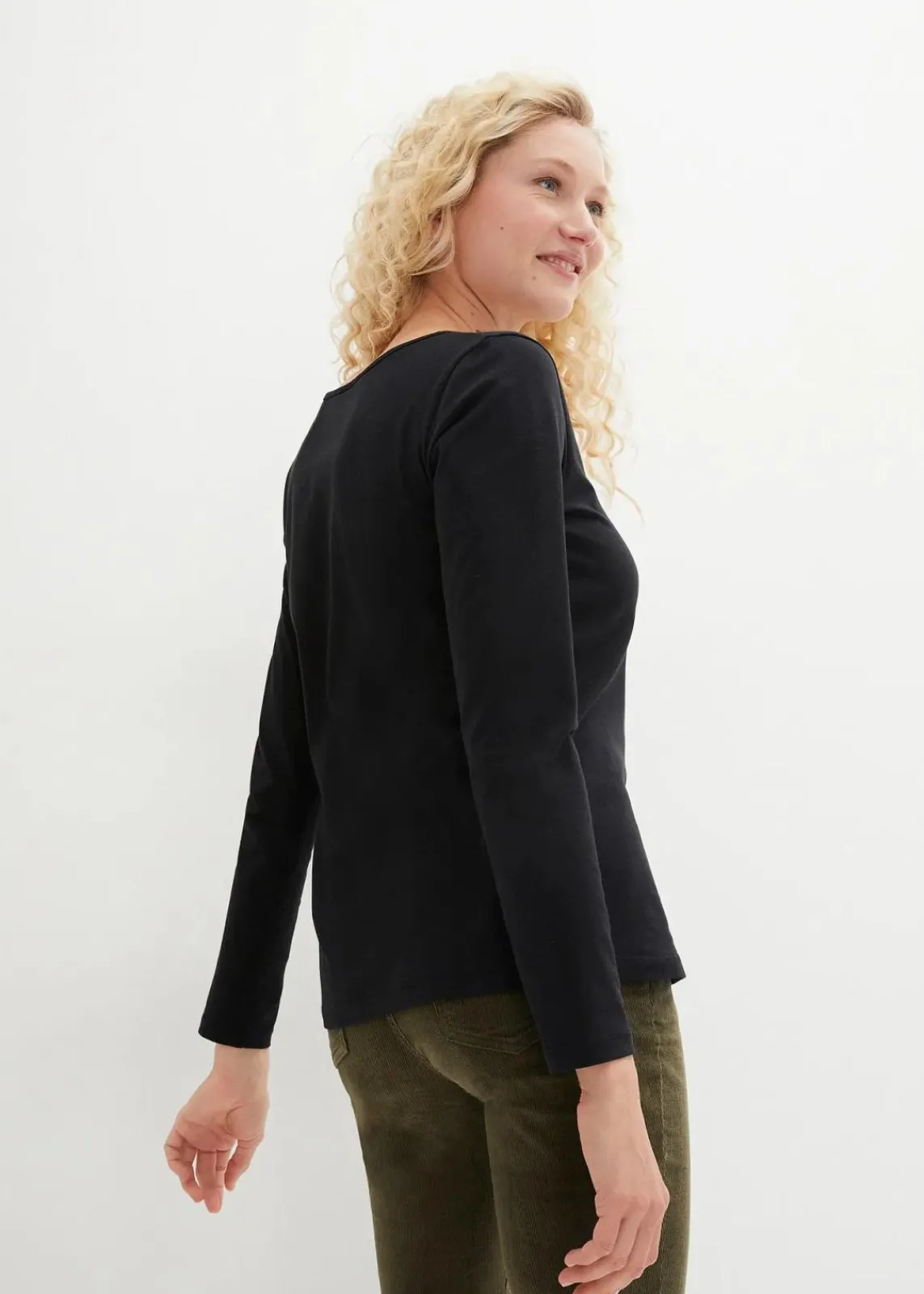 bonprix Shirts & Tops|Basics^Figurbetontes Langarmshirt (2er Pack) schwarz+schwarz