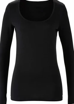 bonprix Bekleidung·Röcke|Basics^Figurbetontes Langarmshirt schwarz