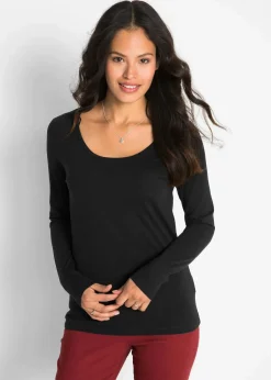 bonprix Bekleidung·Röcke|Basics^Figurbetontes Langarmshirt schwarz