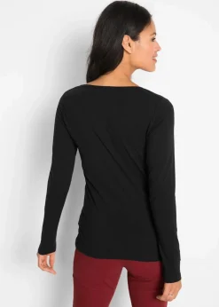 bonprix Bekleidung·Röcke|Basics^Figurbetontes Langarmshirt schwarz