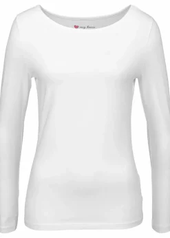 bonprix Shirts & Tops|Basics^Figurbetontes Langarmshirt weiß