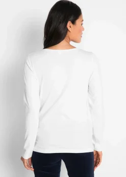 bonprix Shirts & Tops|Basics^Figurbetontes Langarmshirt weiß