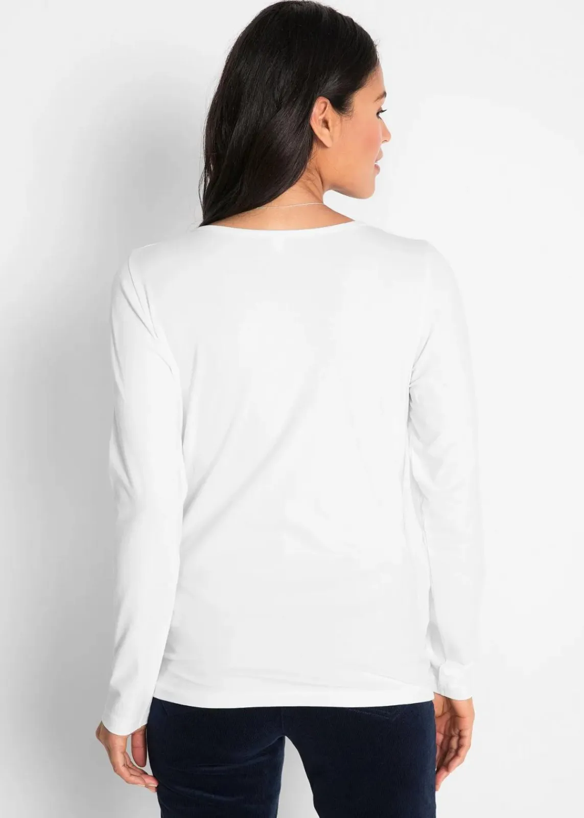 bonprix Shirts & Tops|Basics^Figurbetontes Langarmshirt weiß
