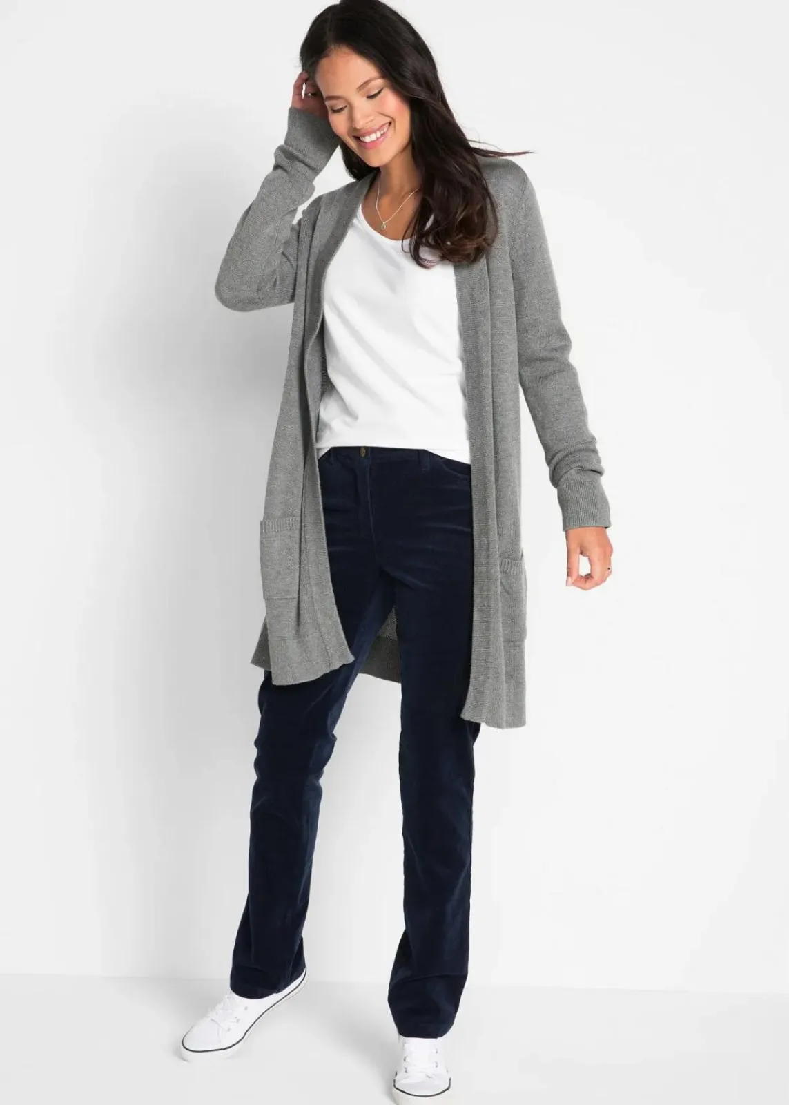 bonprix Shirts & Tops|Basics^Figurbetontes Langarmshirt weiß