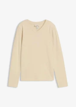 bonprix Shirts & Tops|Basics^Figurbetontes Langarmshirt hellsand