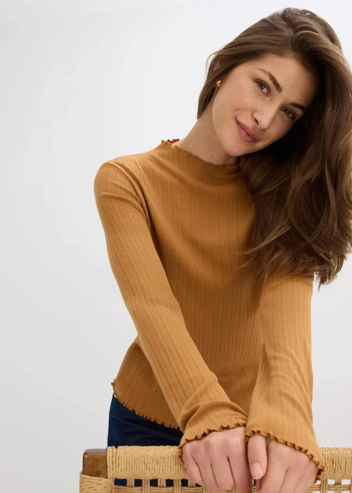 bonprix Shirts & Tops^Figurbetontes Rippshirt haselnuss