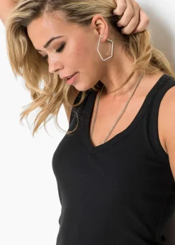 bonprix Basics|Kleider^Figurbetontes Shirtkleid schwarz