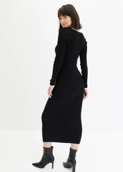 bonprix Bekleidung·Umstandsmode|Strickmode^Figurbetontes Strickkleid schwarz/wollweiß