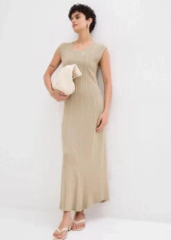 bonprix Strickmode|Kleider^Figurbetontes Strickkleid aus Viskose-Mix mattschilf