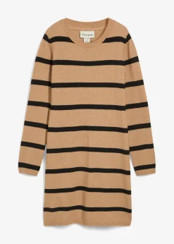 bonprix Bekleidung·Umstandsmode|Strickmode^Figurbetontes Strickkleid camel/schwarz gestreift