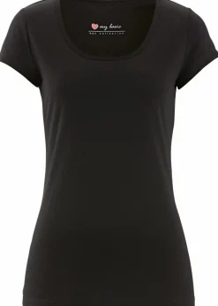 bonprix Bekleidung·Röcke|Basics^Figurbetontes T-Shirt schwarz