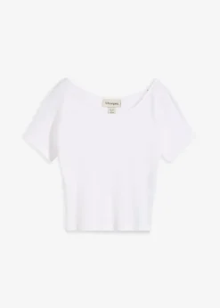 bonprix Shirts & Tops|Nachhaltigere Materialien^Figurbetontes T-Shirt aus reiner Bio-Baumwolle weiß