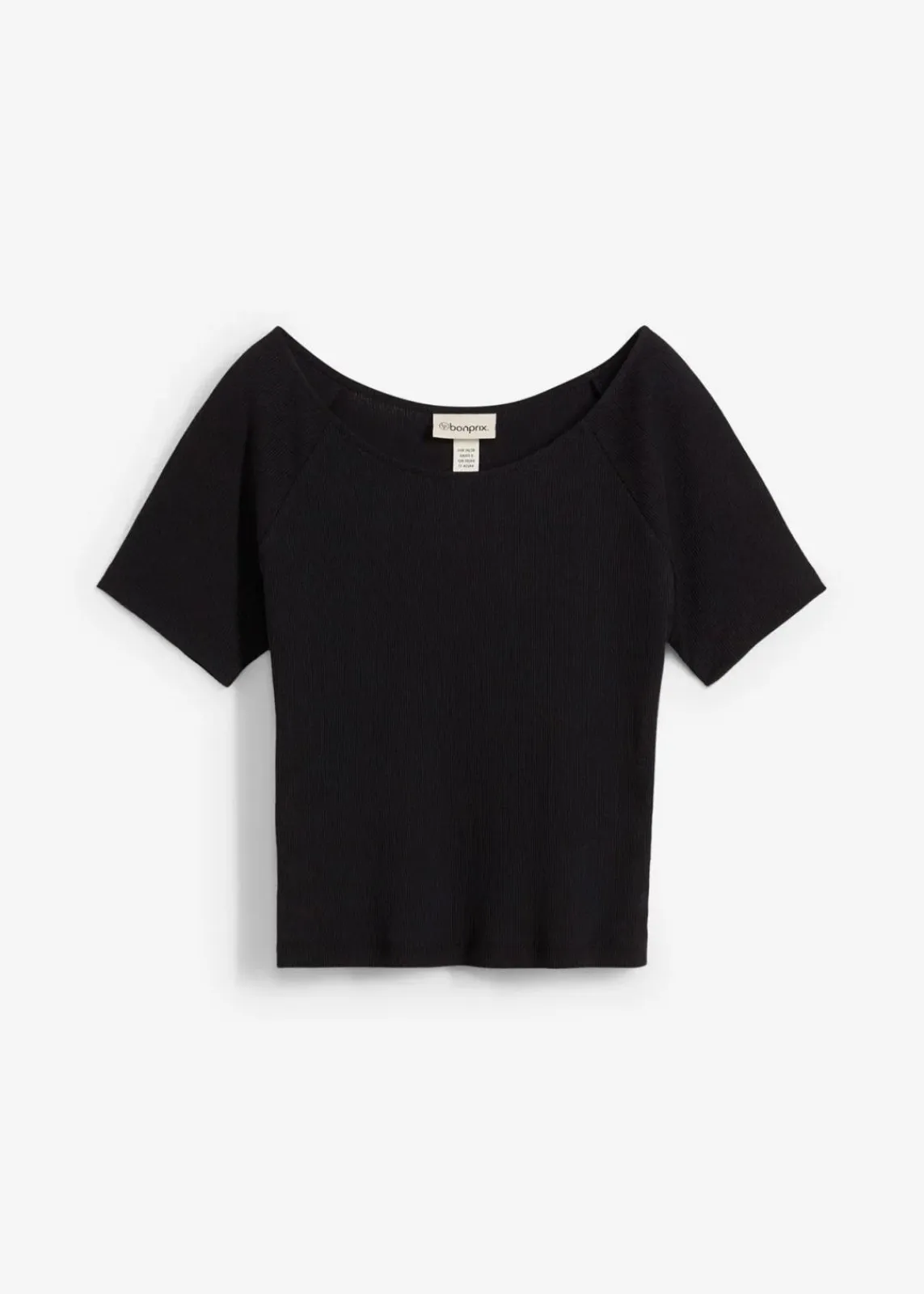 bonprix Nachhaltigere Materialien|Shirts & Tops^Figurbetontes T-Shirt aus reiner Bio-Baumwolle schwarz