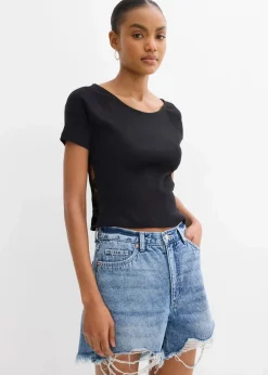 bonprix Nachhaltigere Materialien|Shirts & Tops^Figurbetontes T-Shirt aus reiner Bio-Baumwolle schwarz