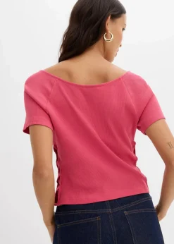 bonprix Nachhaltigere Materialien|Shirts & Tops^Figurbetontes T-Shirt aus reiner Bio-Baumwolle mediumpink