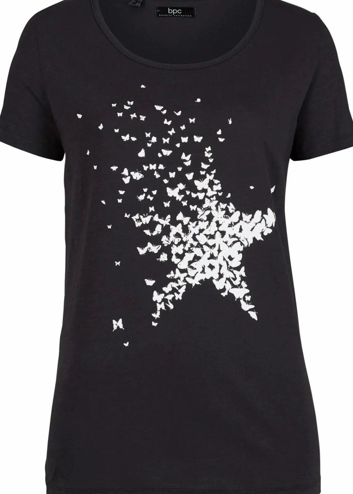 bonprix Nachhaltigere Materialien|Shirts & Tops^Flammgarn-Shirt aus Bio-Baumwolle, kurzarm schwarz bedruckt
