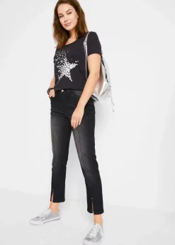 bonprix Nachhaltigere Materialien|Shirts & Tops^Flammgarn-Shirt aus Bio-Baumwolle, kurzarm schwarz bedruckt