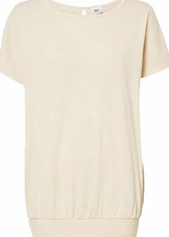 bonprix Shirts & Tops|Nachhaltigere Materialien^Flammgarn-Shirt aus Bio-Baumwolle mit Smockbund sandbeige