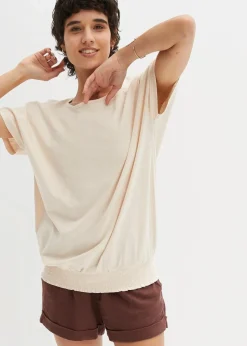 bonprix Shirts & Tops|Nachhaltigere Materialien^Flammgarn-Shirt aus Bio-Baumwolle mit Smockbund sandbeige