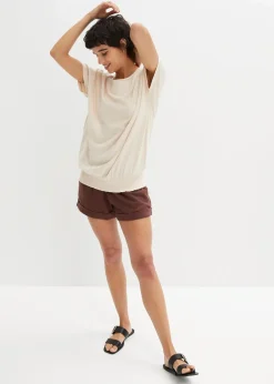 bonprix Shirts & Tops|Nachhaltigere Materialien^Flammgarn-Shirt aus Bio-Baumwolle mit Smockbund sandbeige