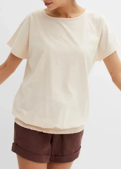 bonprix Shirts & Tops|Nachhaltigere Materialien^Flammgarn-Shirt aus Bio-Baumwolle mit Smockbund sandbeige