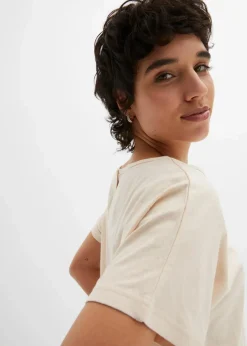 bonprix Shirts & Tops|Nachhaltigere Materialien^Flammgarn-Shirt aus Bio-Baumwolle mit Smockbund sandbeige