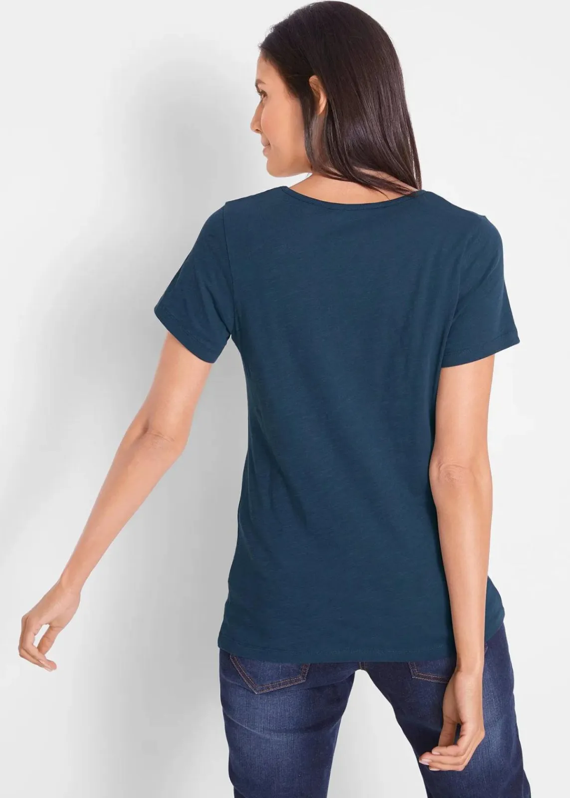 bonprix Shirts & Tops|Nachhaltigere Materialien^Flammgarn-Shirt aus Bio-Baumwolle, kurzarm dunkelblau bedruckt
