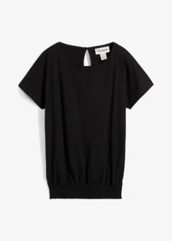 bonprix Nachhaltigere Materialien|Shirts & Tops^Flammgarn-Shirt aus Bio-Baumwolle mit Smockbund schwarz