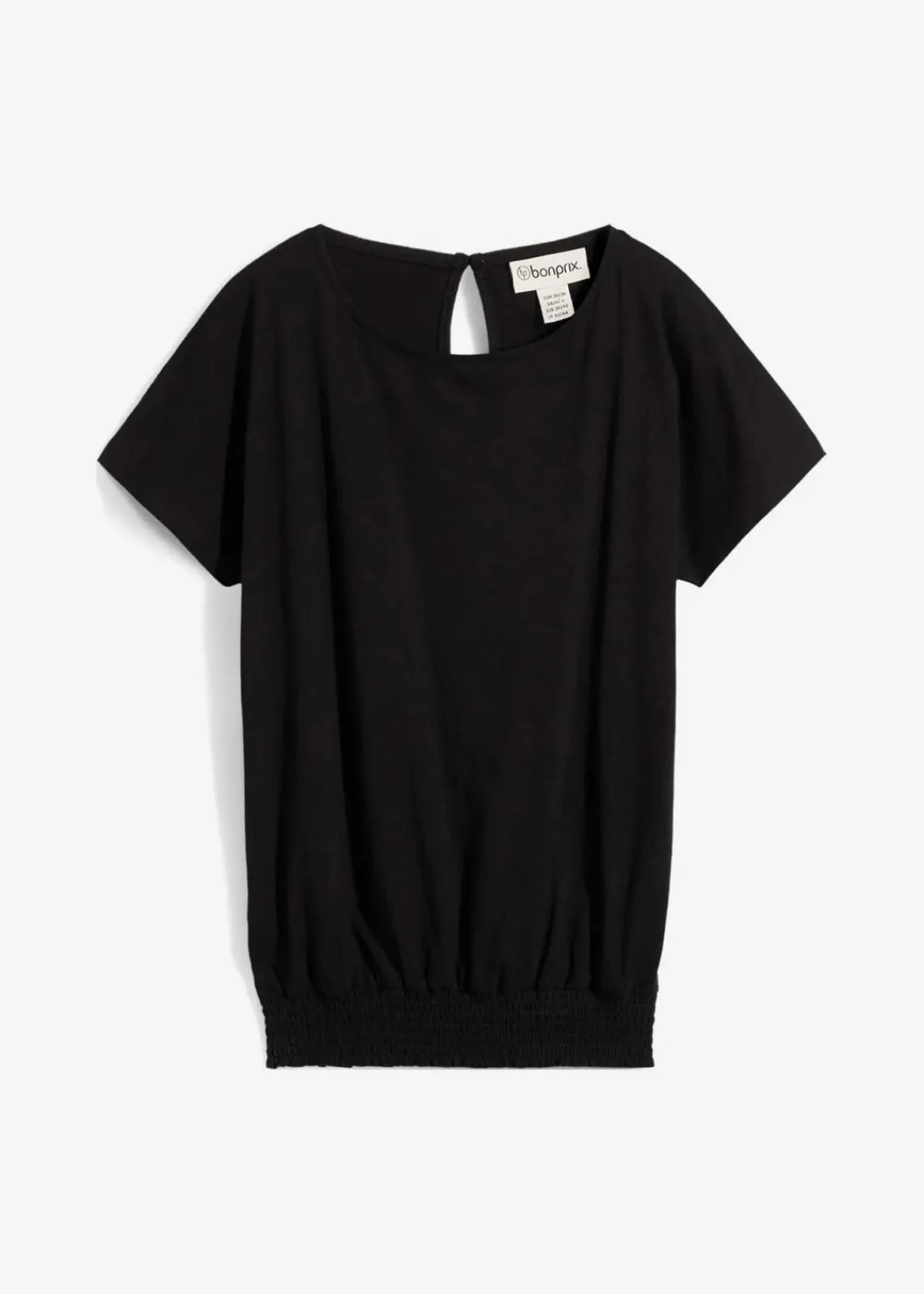 bonprix Nachhaltigere Materialien|Shirts & Tops^Flammgarn-Shirt aus Bio-Baumwolle mit Smockbund schwarz