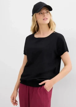 bonprix Nachhaltigere Materialien|Shirts & Tops^Flammgarn-Shirt aus Bio-Baumwolle mit Smockbund schwarz