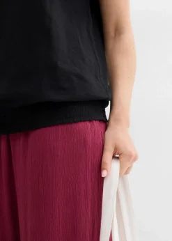 bonprix Nachhaltigere Materialien|Shirts & Tops^Flammgarn-Shirt aus Bio-Baumwolle mit Smockbund schwarz