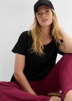 bonprix Nachhaltigere Materialien|Shirts & Tops^Flammgarn-Shirt aus Bio-Baumwolle mit Smockbund schwarz