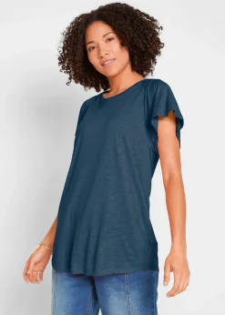 bonprix Nachhaltigere Materialien|Shirts & Tops^Flammgarn-Shirt mit Flügelärmeln dunkelblau