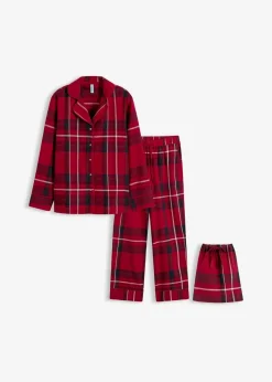 bonprix Wäsche·Nachtwäsche|Nachtwäsche^Flanell Pyjama aus weicher Baumwolle mit Geschenktasche dunkelrot kariert