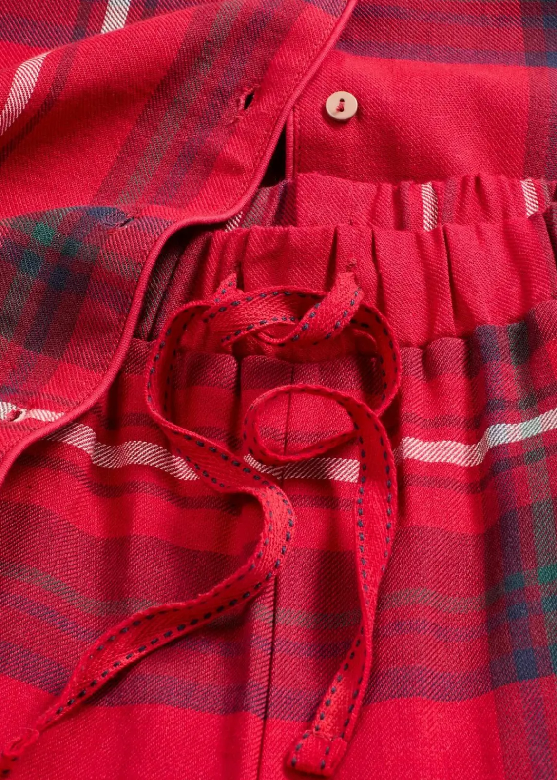 bonprix Wäsche·Nachtwäsche|Nachtwäsche^Flanell Pyjama aus weicher Baumwolle mit Geschenktasche dunkelrot kariert