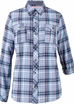 bonprix Bekleidung·Jacken & Mäntel|Blusen & Tuniken^Flanellhemd blau/rosa kariert