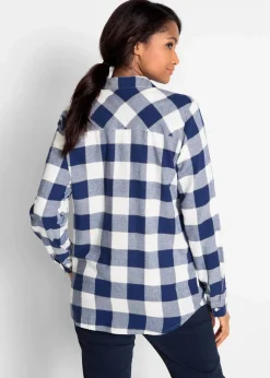 bonprix Bekleidung·Jacken & Mäntel|Blusen & Tuniken^Flanellhemd mitternachtsblau kariert
