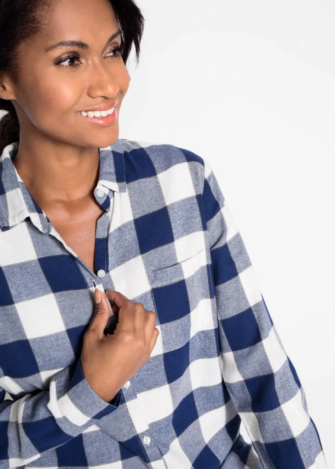 bonprix Bekleidung·Jacken & Mäntel|Blusen & Tuniken^Flanellhemd mitternachtsblau kariert