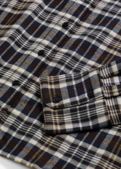 bonprix Blusen & Tuniken|Bekleidung·Jacken & Mäntel^Flanell-Hemd aus reiner Baumwolle perlweiß/dunkelbraun/hellkhaki/tintenblau kariert