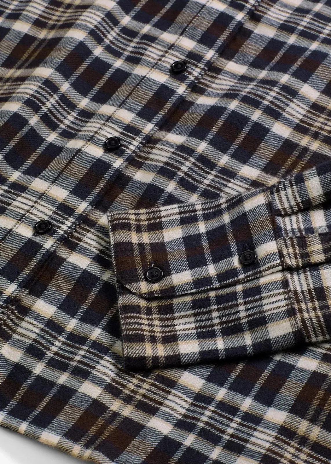 bonprix Blusen & Tuniken|Bekleidung·Jacken & Mäntel^Flanell-Hemd aus reiner Baumwolle perlweiß/dunkelbraun/hellkhaki/tintenblau kariert