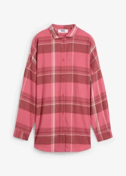 bonprix Bekleidung·Jacken & Mäntel|Blusen & Tuniken^Flanellhemd aus reiner Baumwolle rauchhimbeere/wollweiß/ziegelbraun kariert