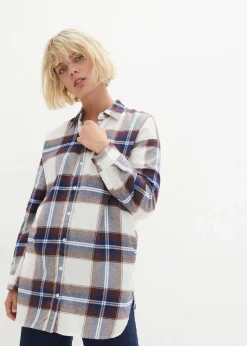 bonprix Blusen & Tuniken|Bekleidung·Jacken & Mäntel^Flanellhemd aus reiner Baumwolle dunkelblau kariert