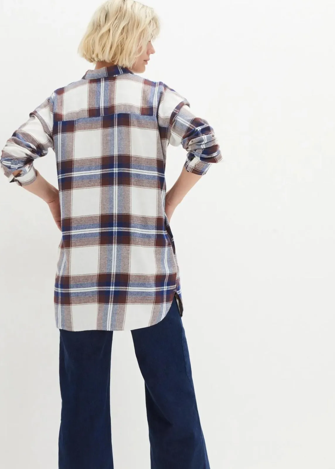 bonprix Blusen & Tuniken|Bekleidung·Jacken & Mäntel^Flanellhemd aus reiner Baumwolle dunkelblau kariert